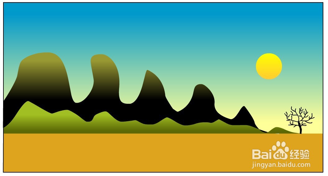 flash绘制一个山峦的插画背景