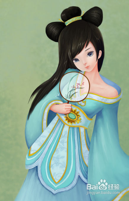 PS鼠绘清纯可爱的古装卡通小女孩