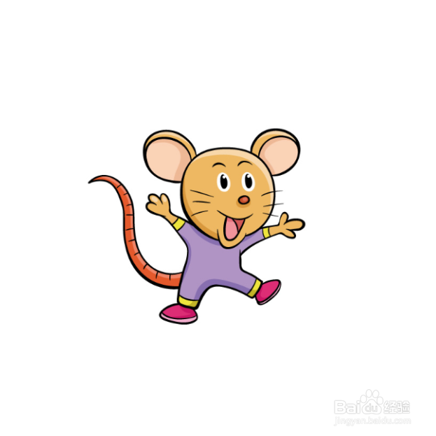 如何画蹦跳的卡通老鼠简笔画