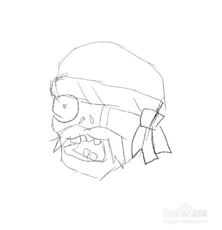 彩色简笔画植物大战僵尸海盗船长的画法