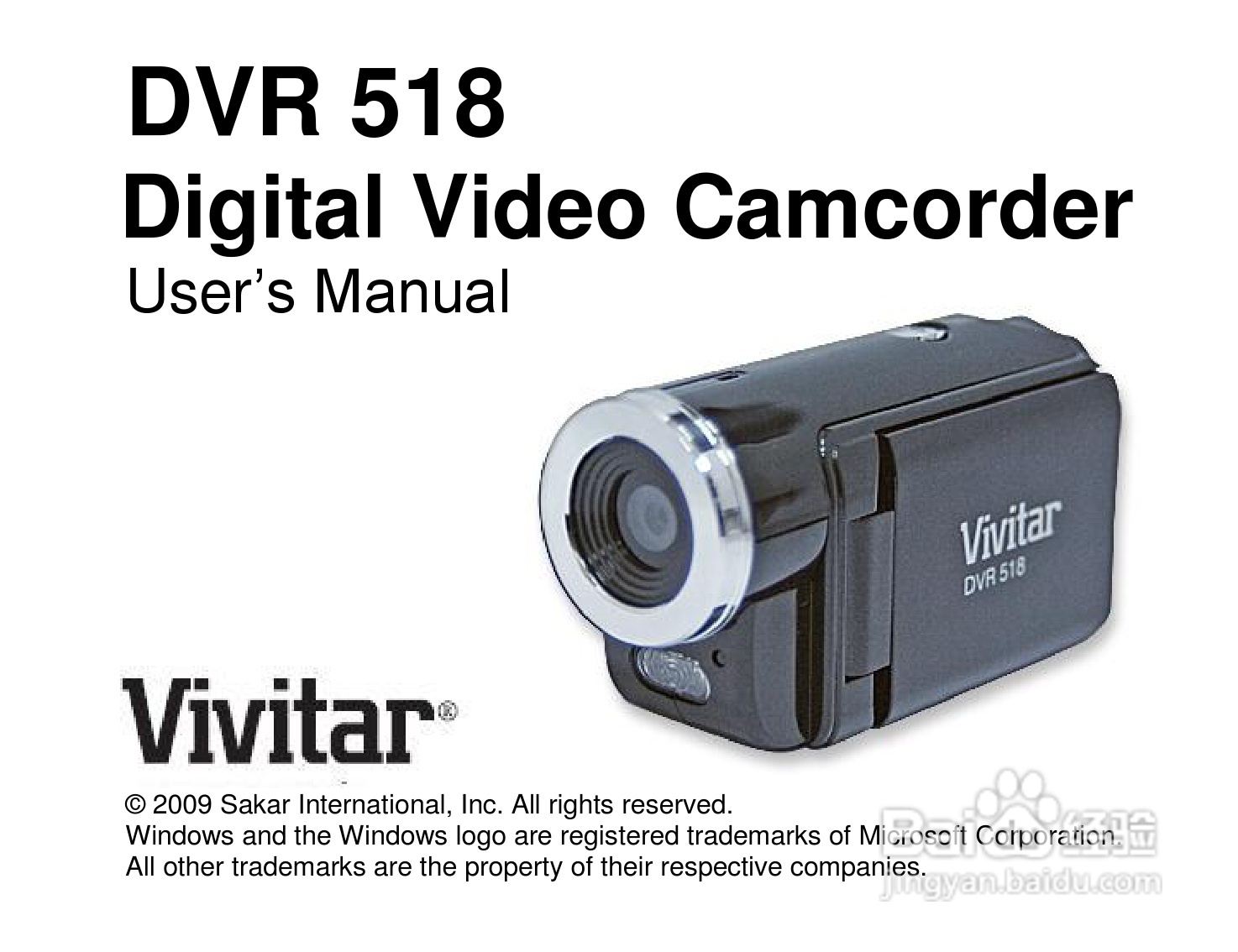 Vivitar DVR 518摄像机使用说明书:[1]