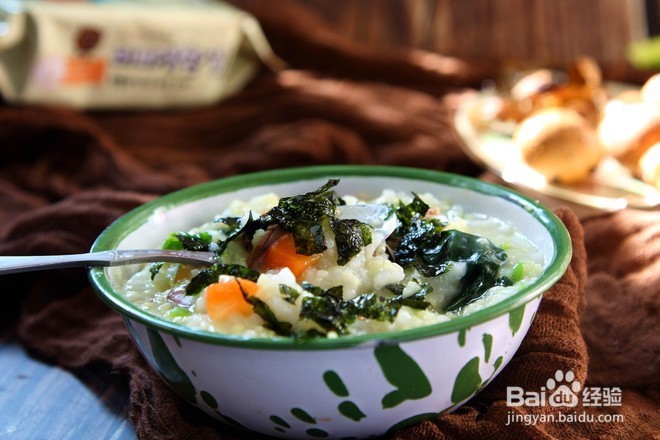 海苔二米鸡肝粥的制作方法