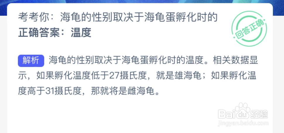 神奇海洋：海龟的性别取决于海龟蛋孵化时的