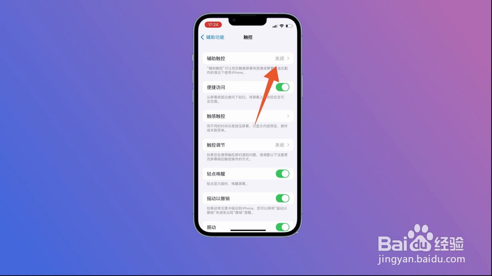 苹果的小圆浮标怎么设置