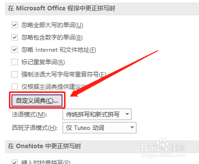OneNote如何自定义词典内容