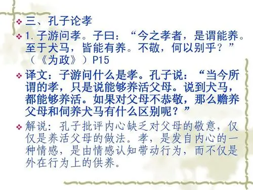 孔子论孝 文言文翻译是什么