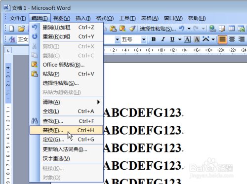 word2003中怎么快速删除多个相同的字符