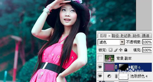 Photoshop调出暗青色甜美的外景人物图片