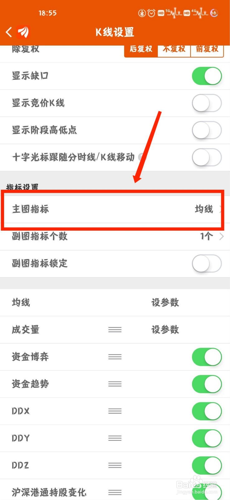 东方财富怎么将主图指标设置为ENE