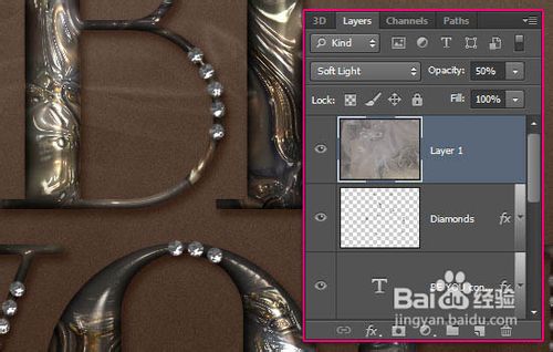 Photoshop制作华丽的镶宝石金属字