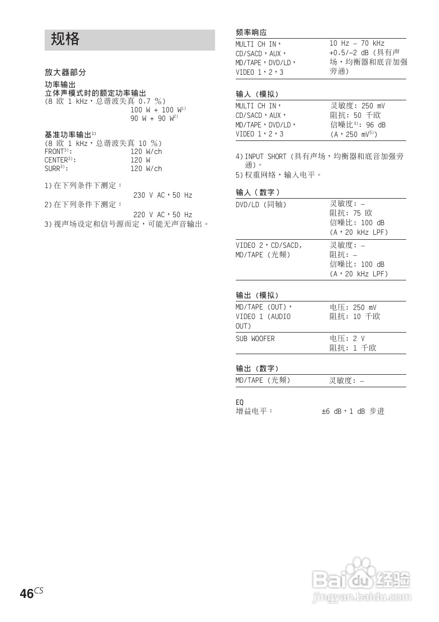 索尼STR-DE685功放使用说明书:[5]