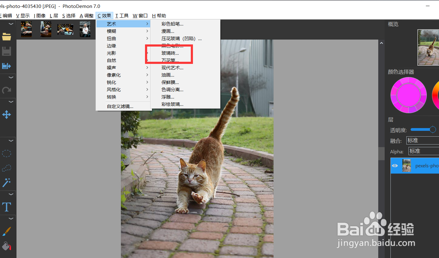 怎样用photodemon给图片添加玻璃砖效果