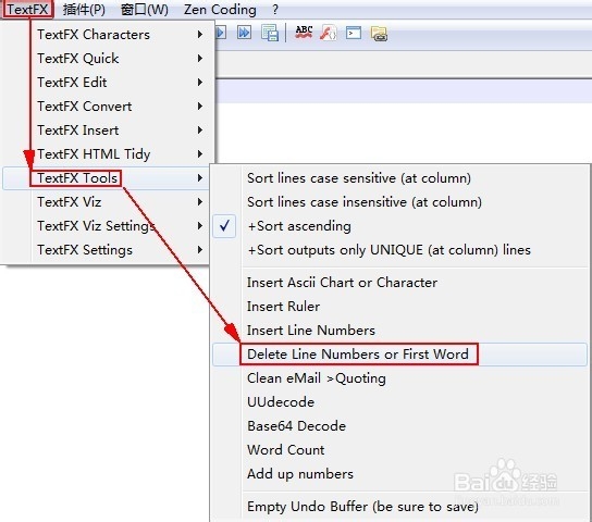 Notepad++ 中的插件TextFX