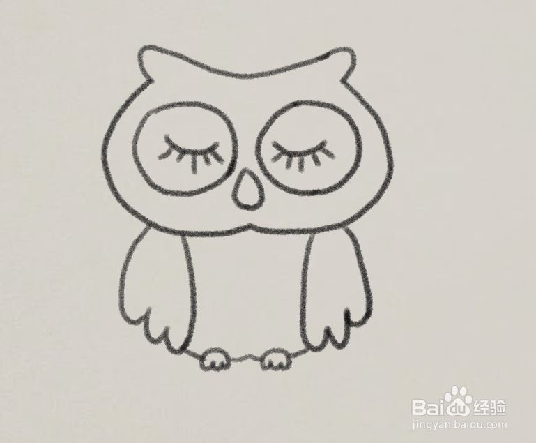 打瞌睡的猫头鹰怎么画