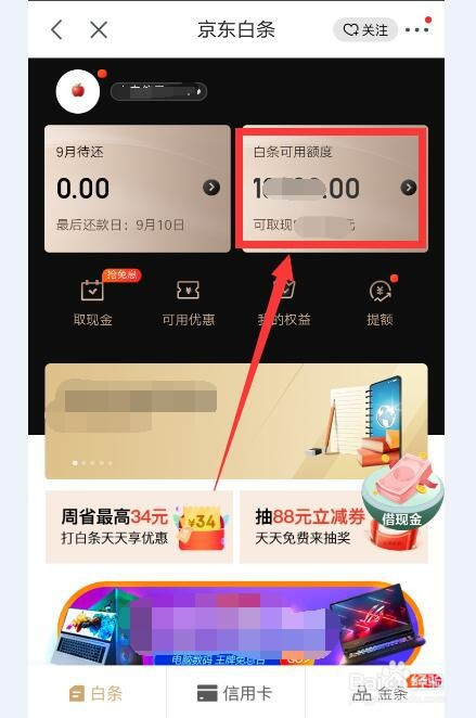 京東如何查看自己的白條額度