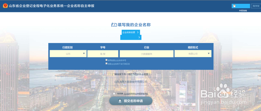 网上申报公司名称流程
