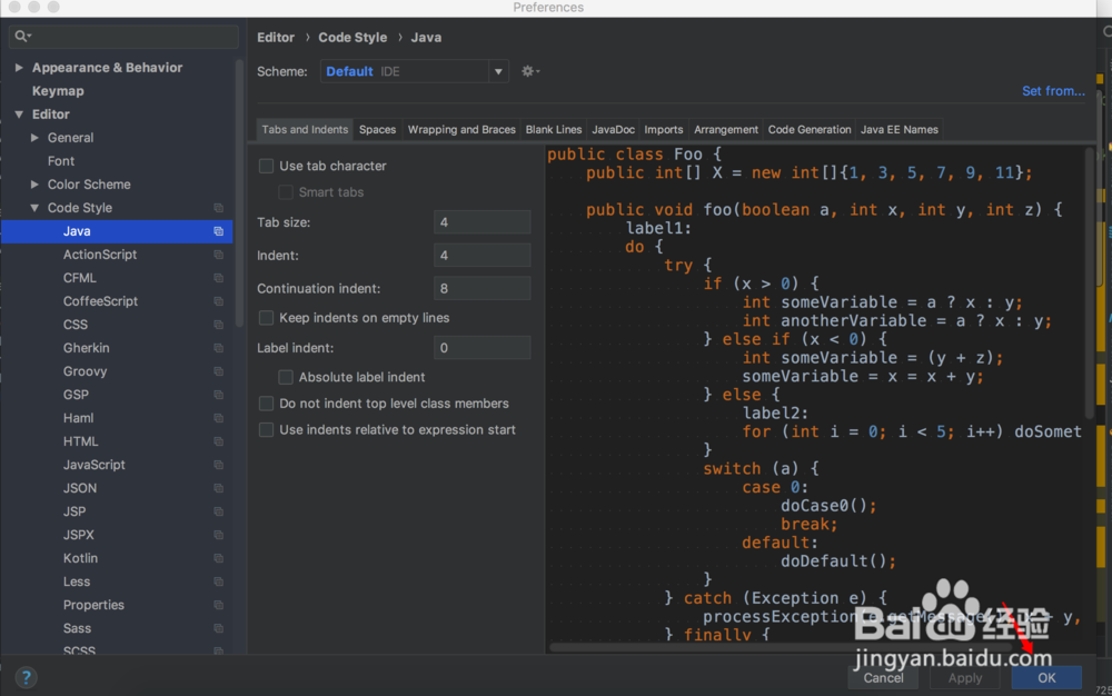 intellij idea如何配置java代码tab和缩进格式