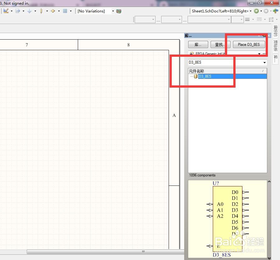 如何在AD中放置3转8分立使能解码器？