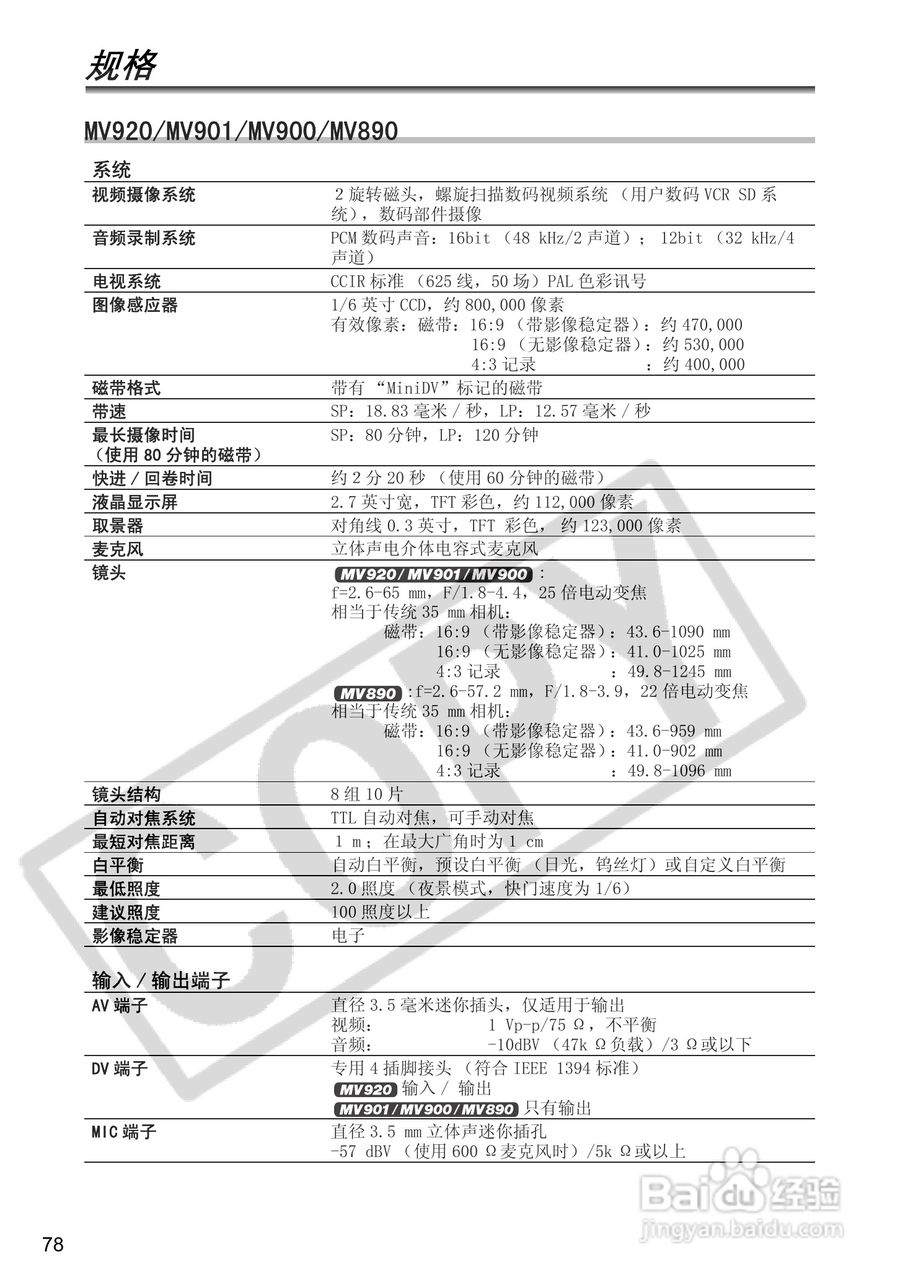 佳能MV920数码摄像机使用说明书:[8]