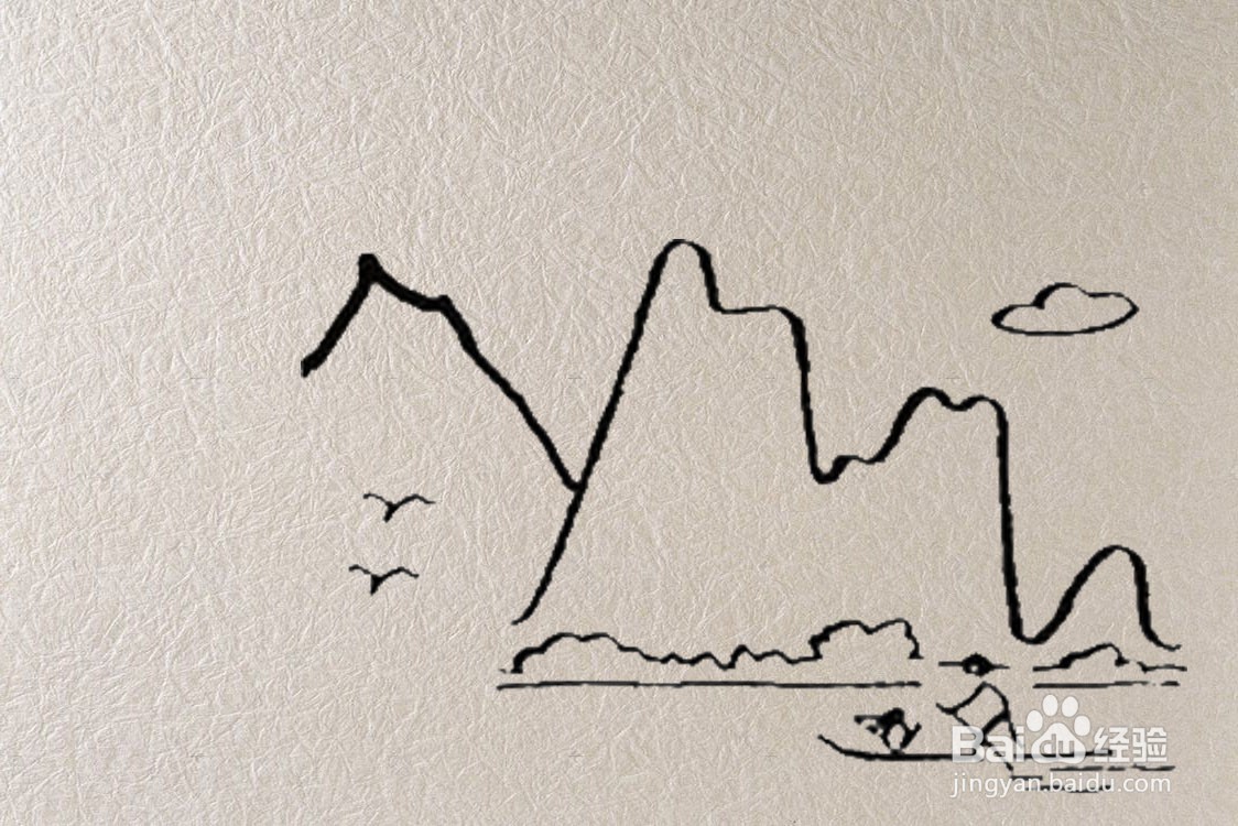秋晚江上简笔画