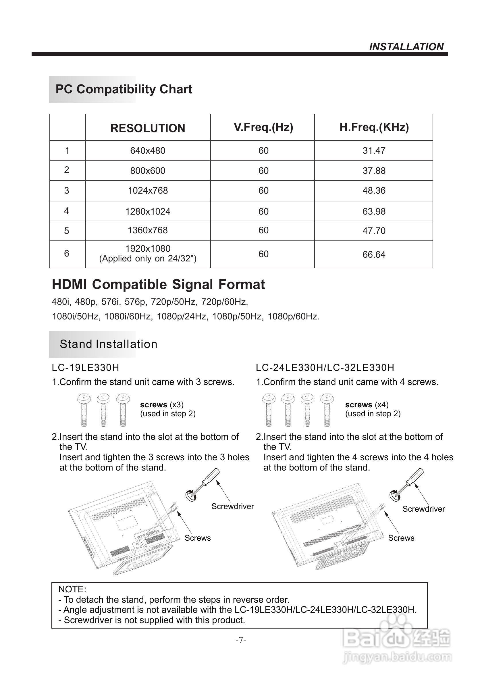 声宝LC-19LE330H型液晶电视机说明书:[3]