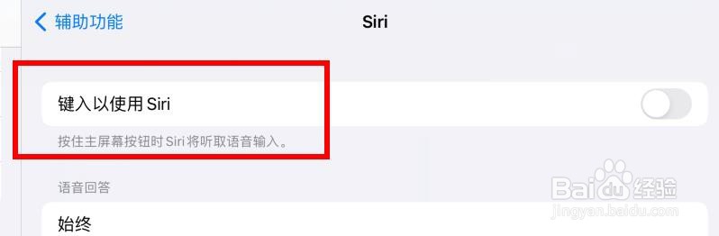 iPad下的键入以使用Siri属性如何关闭