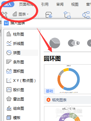 WPS中怎么插入圆环图