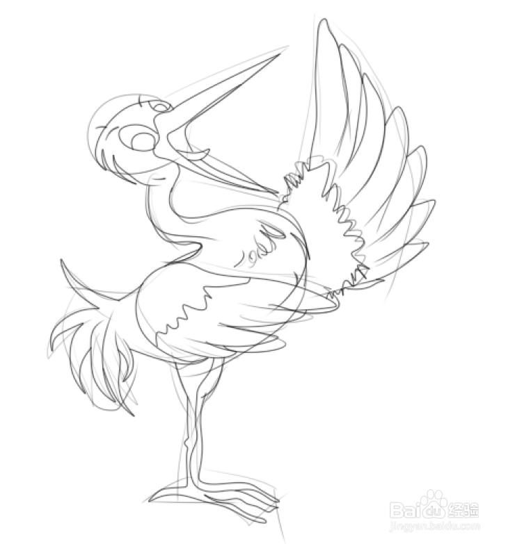 简笔画--爱唱歌的白鹭画法