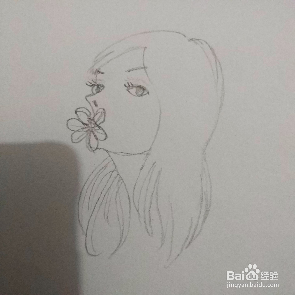 简笔画38：Q版叼花姑娘画法