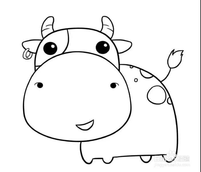 如何教孩子2分钟快速画一只小牛？