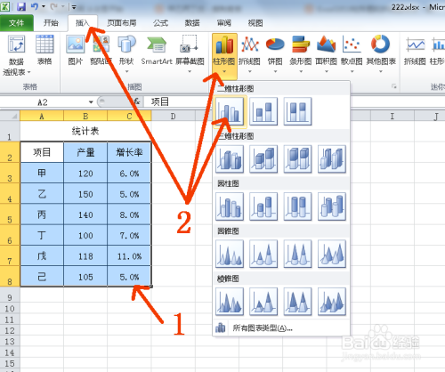 Excel如何绘制以柱形图与折线图组合的分析图表