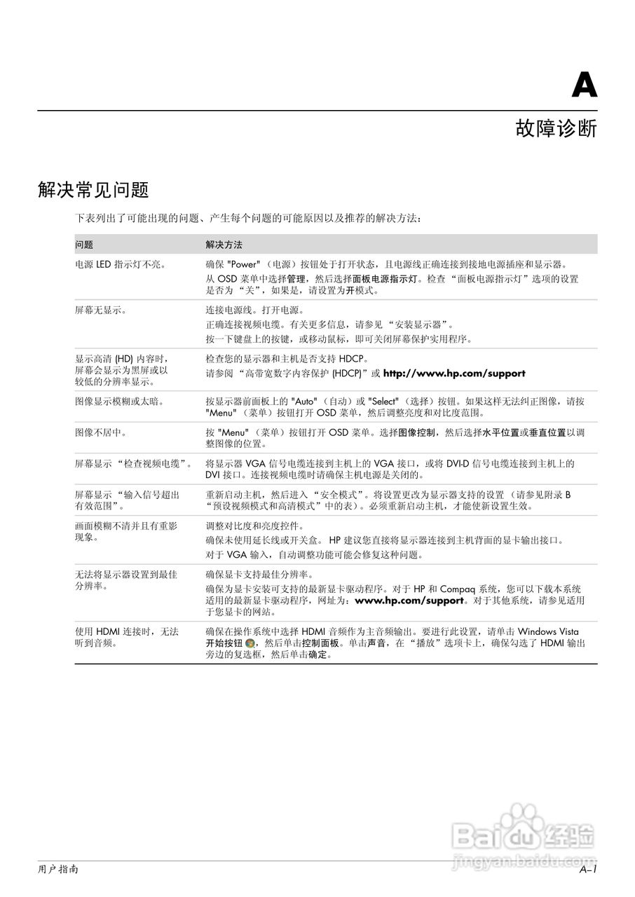 惠普2309M液晶显示器使用说明书:[4]