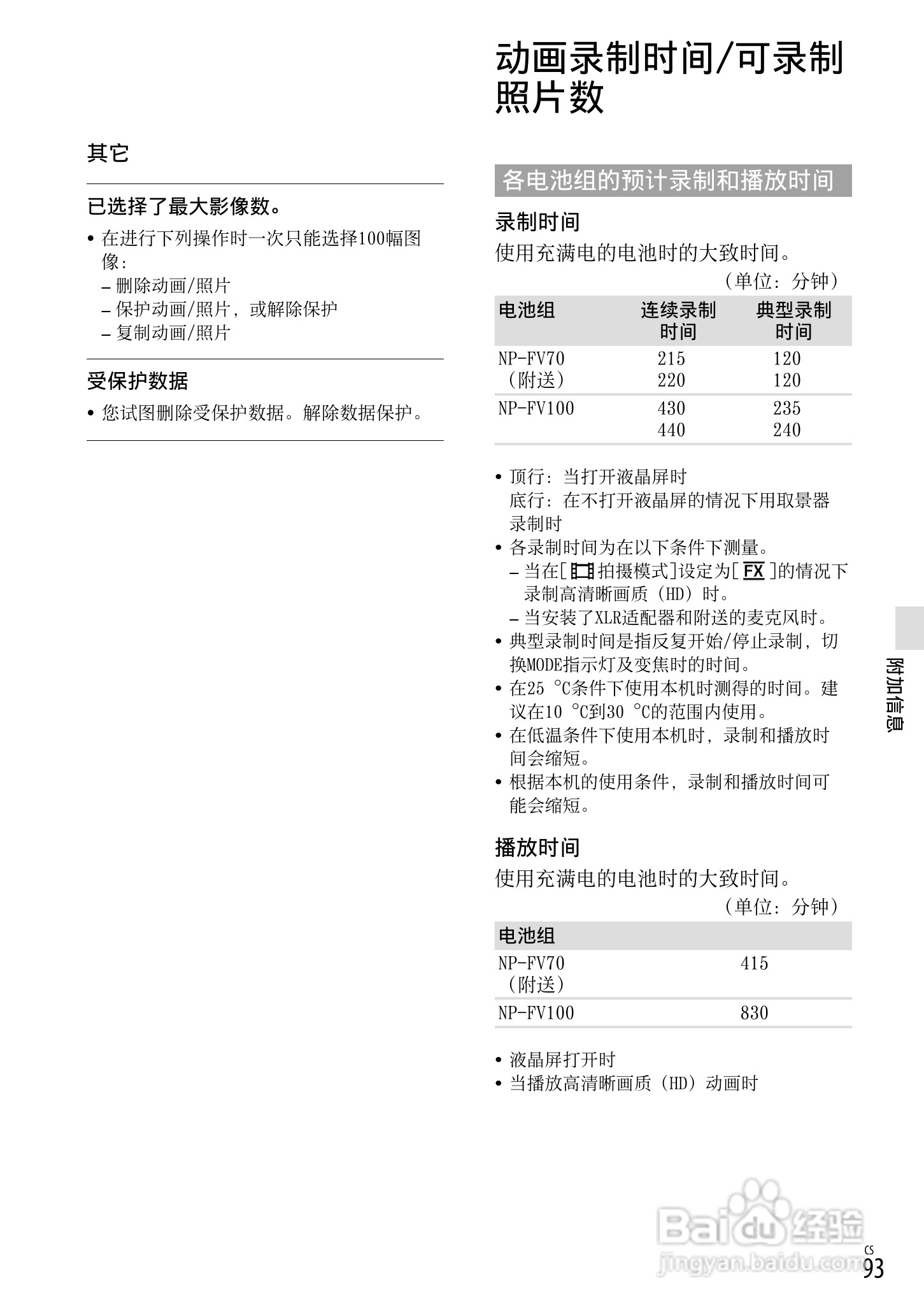 索尼 HXR-NX70C数码摄像机使用说明书:[10]