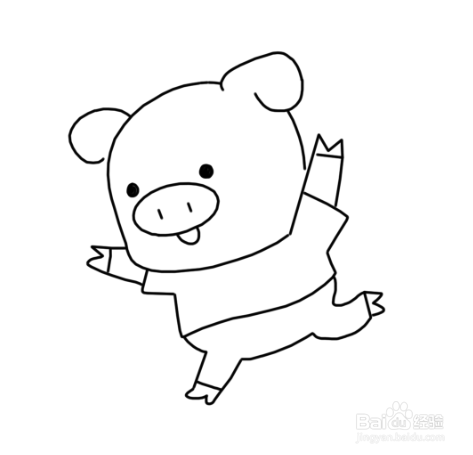 卡通简笔画:玩水的小猪
