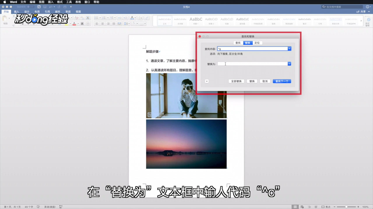 Word中如何查找和替换带有图像的文本