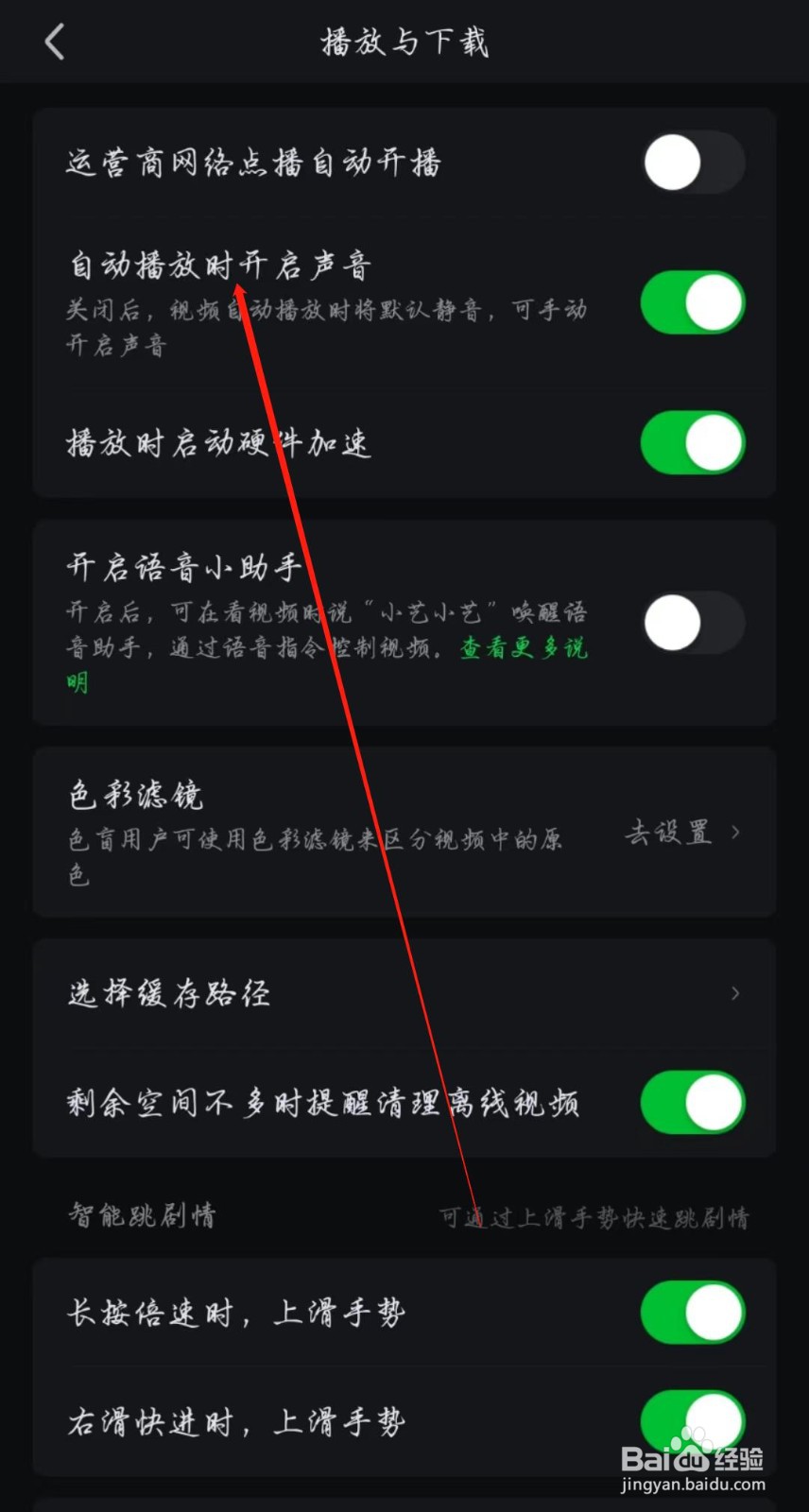 爱奇艺APP怎么开启自动播放时开启声音