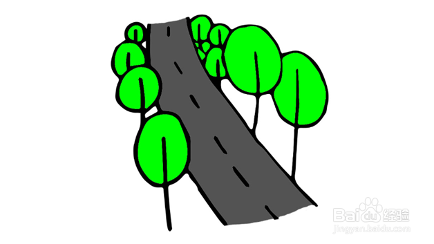 林荫大道简笔画