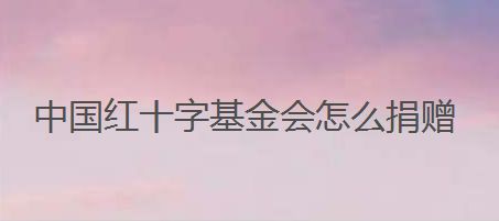 中国红十字基金会怎么捐赠