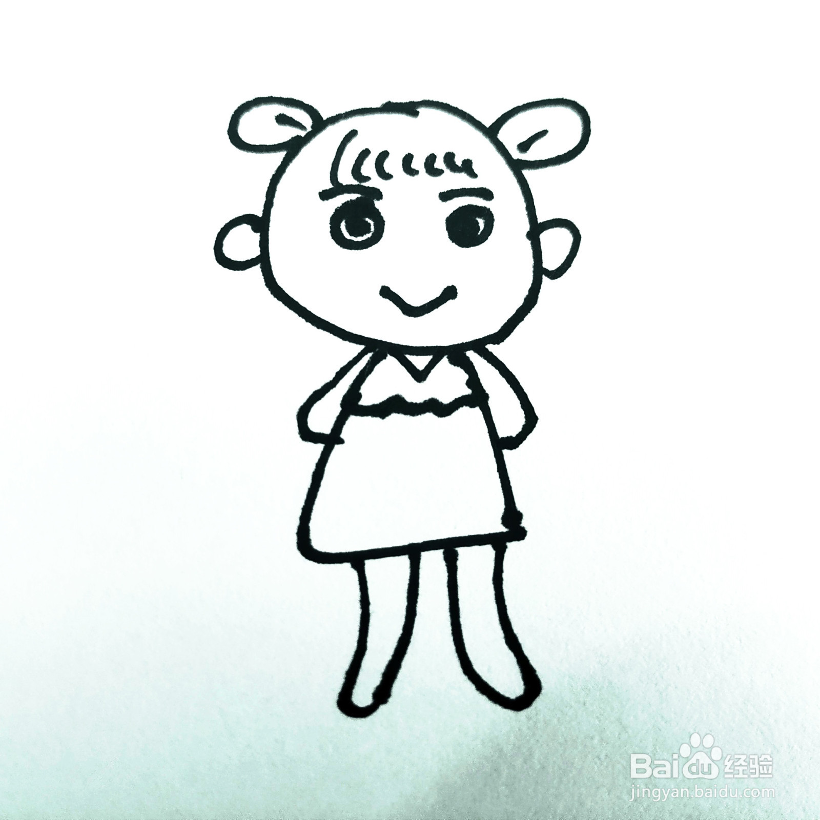 如何来画一位可爱的小女孩简笔画呢