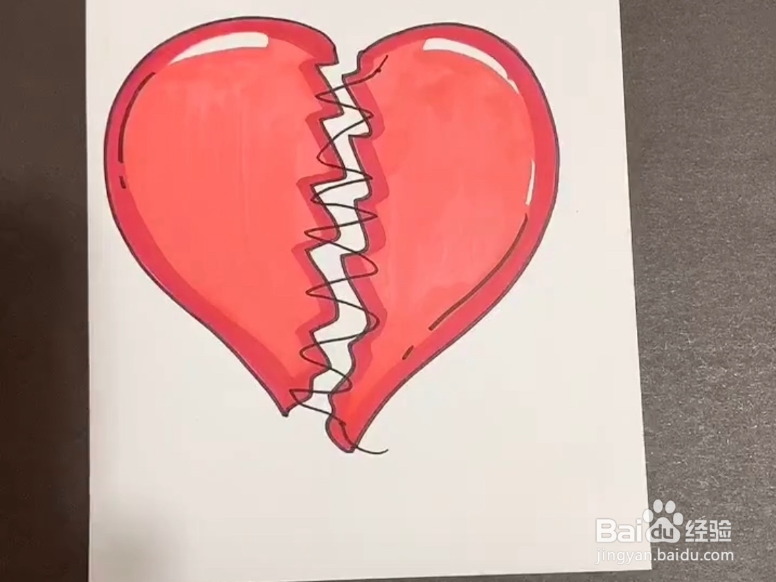 教你用马克笔绘画破碎的心
