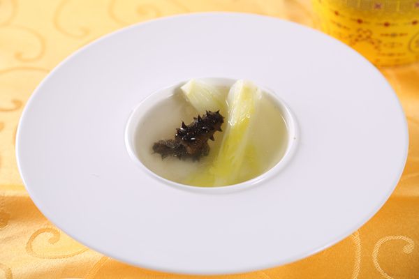 清汤菜胆炖海参