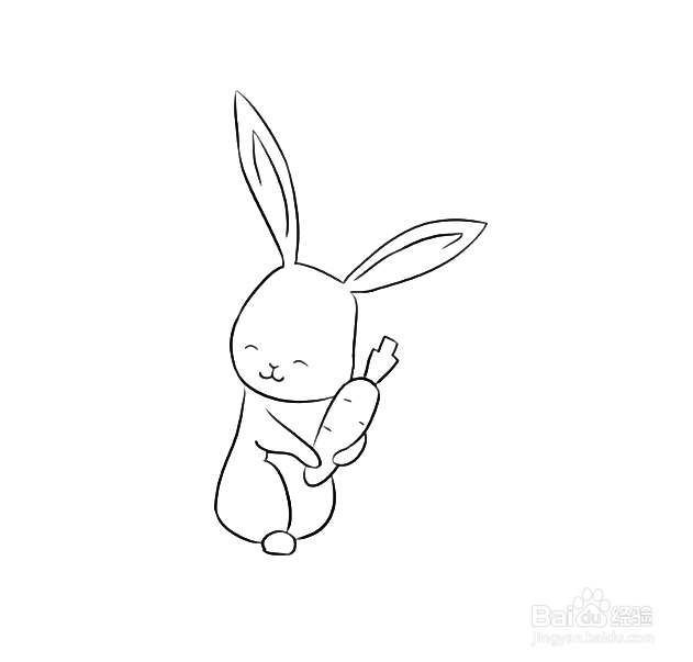 如何手工画怀抱萝卜的兔子简笔画？