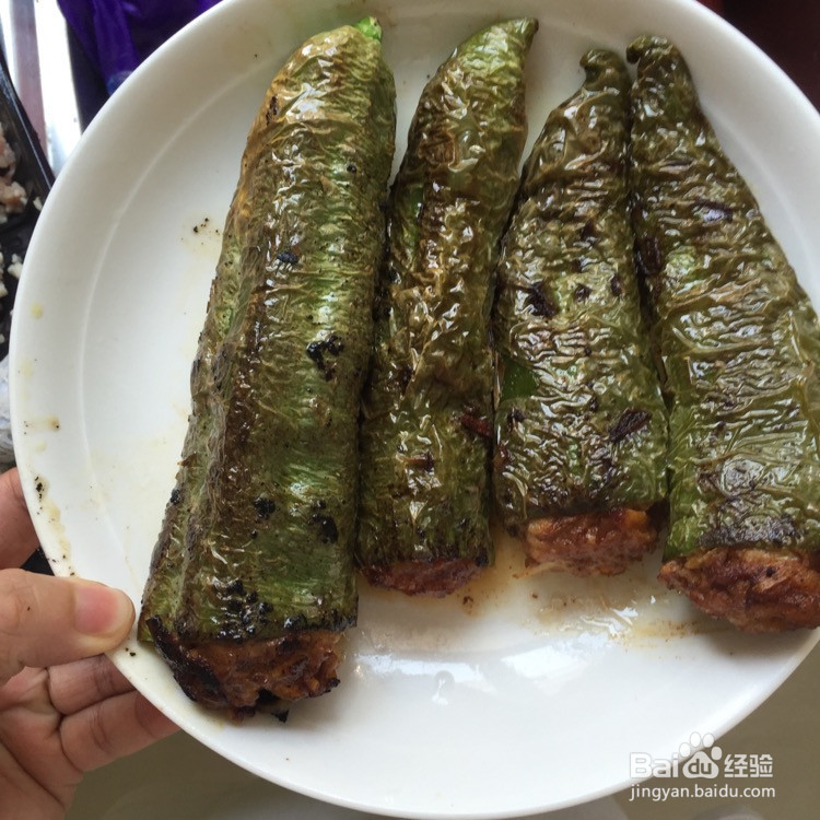 肉酿虎皮尖椒的做法
