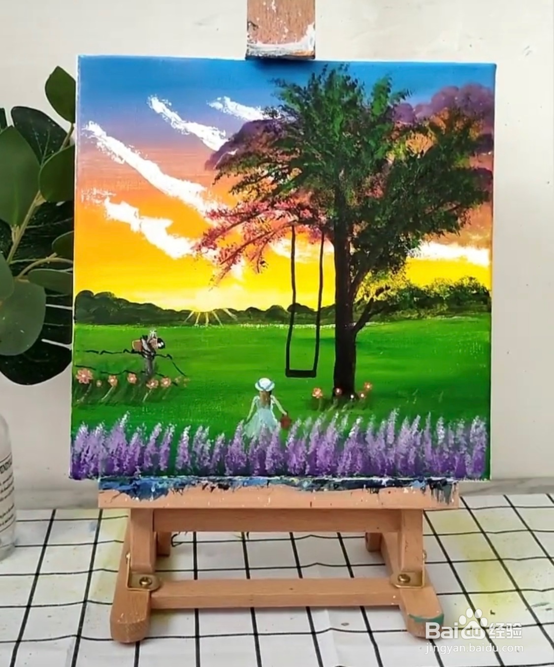 教你画水粉画田园薰衣草