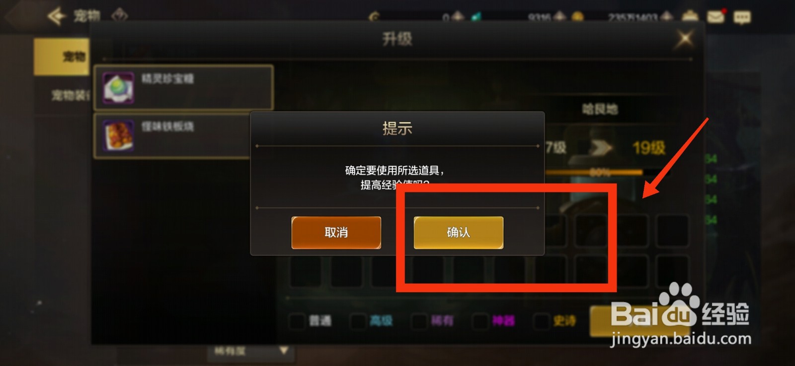DNF手游给宠物升级的方法