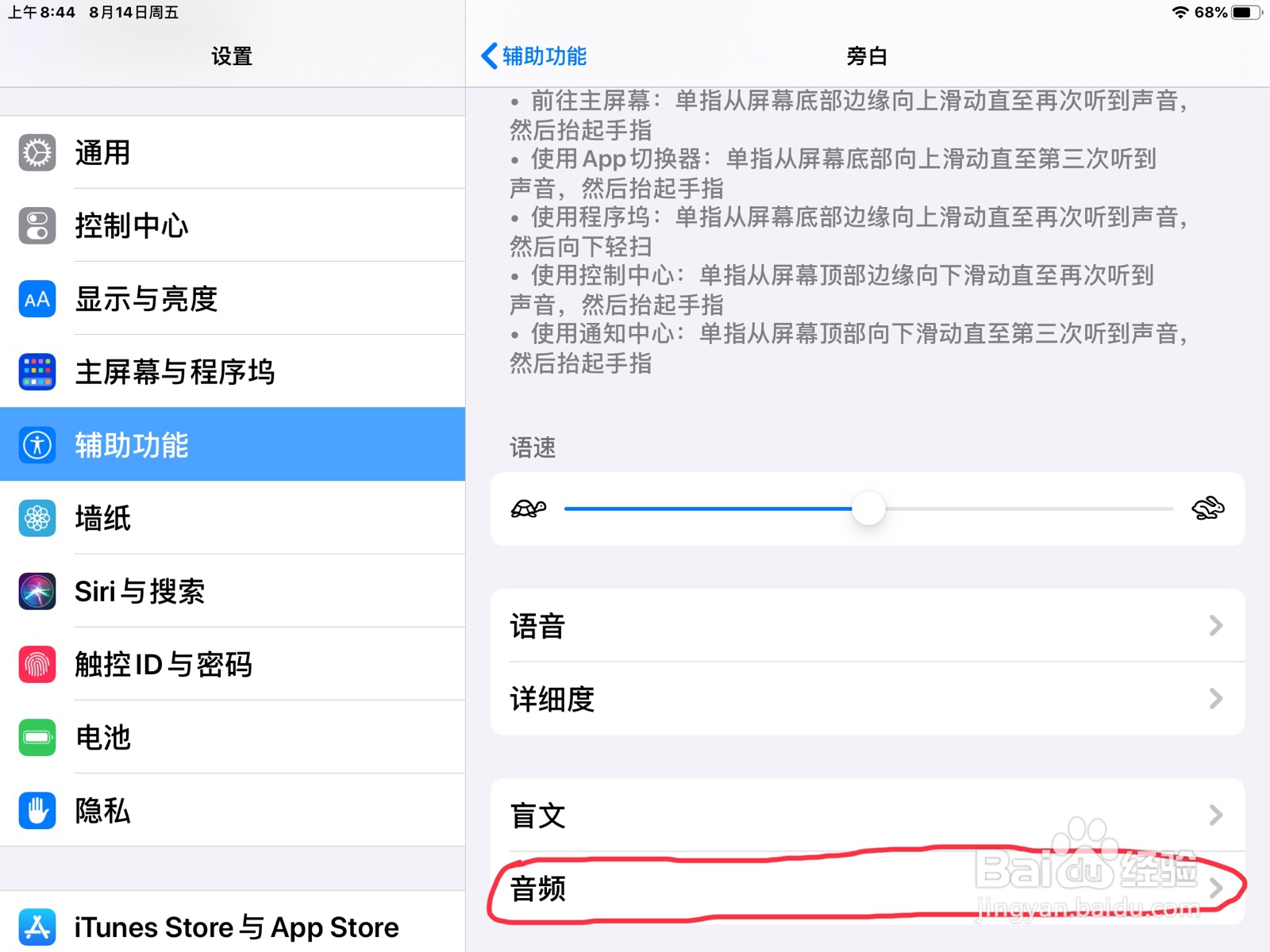 iPad怎么在旁白设置提醒已显示的预览