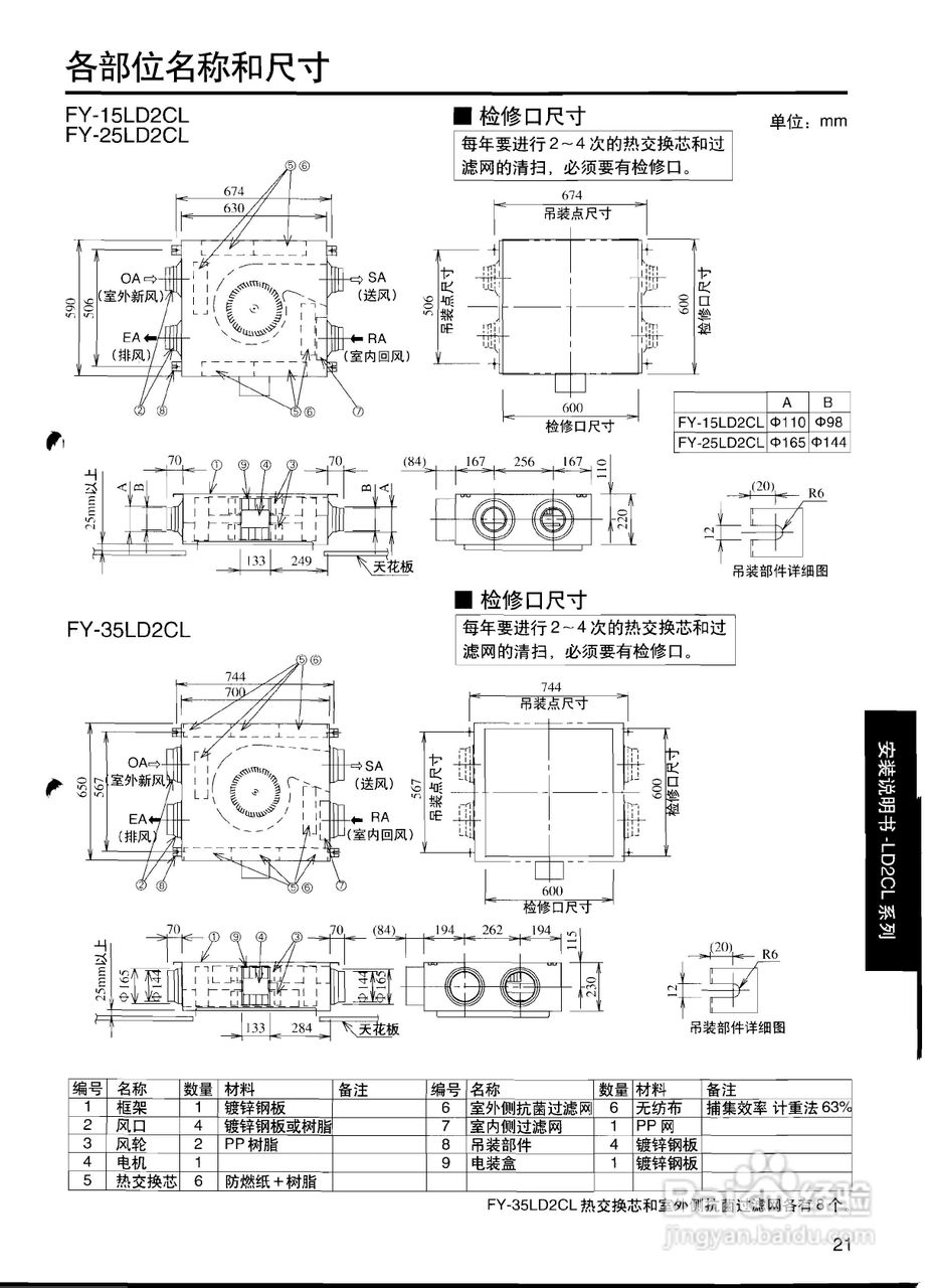 松下FY-02KZDY3NH全热交换器说明书:[3]