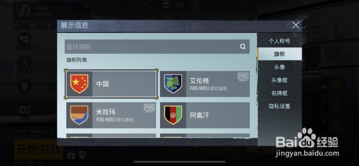 PUBGM怎么更改旗帜？