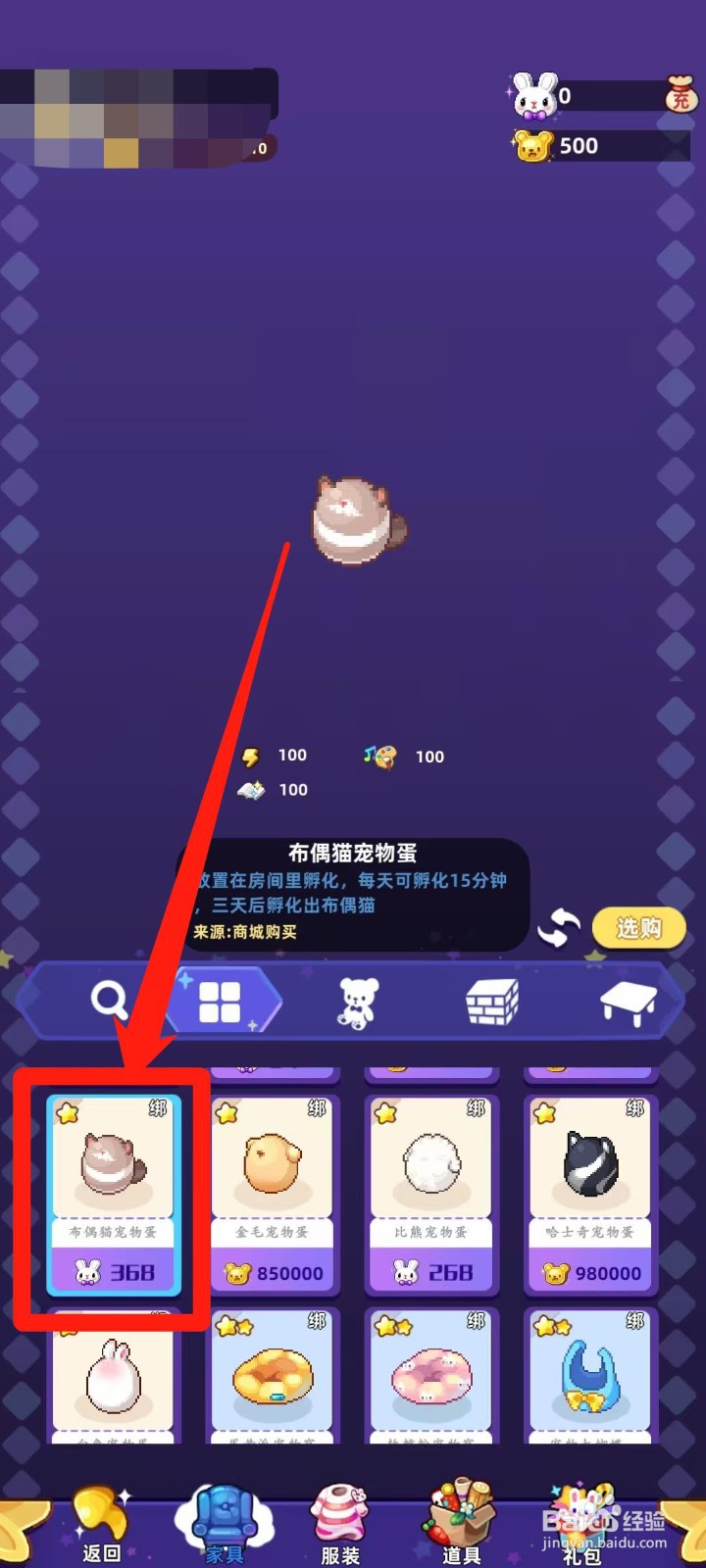 时光镇app的布偶猫宠物蛋怎样进行选购