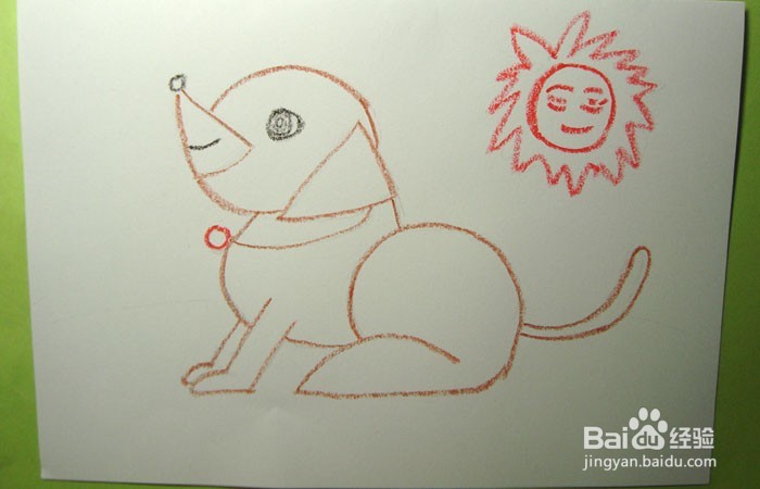 儿童蜡笔画之晒太阳的小泰迪